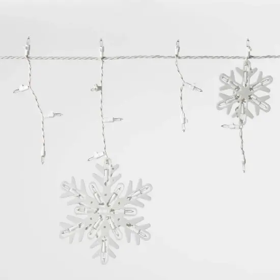 150ct Incandescent Christmas Icicle Lights with Snowflake Novelty Accent Clear Bulbs with White Wire - Wondershop&trade; image {2}