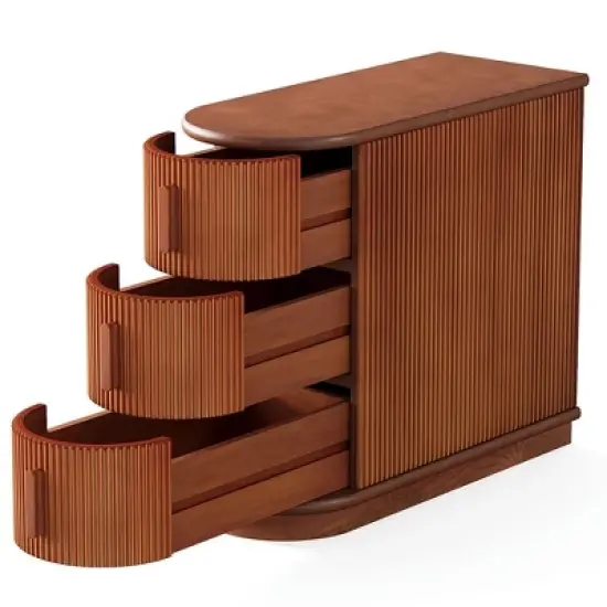 Resenkos Nightstand, Night Stand,Wood End Table, Narrow Side Table Nightstand with 3-drawer, image {4}