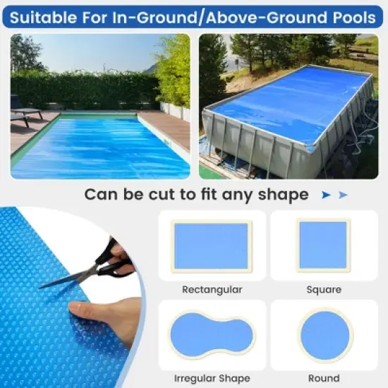 Costway  Rectangular Pool Solar Cover 12 Mil Heat Retaining Blanket with Carry Bag image {7}