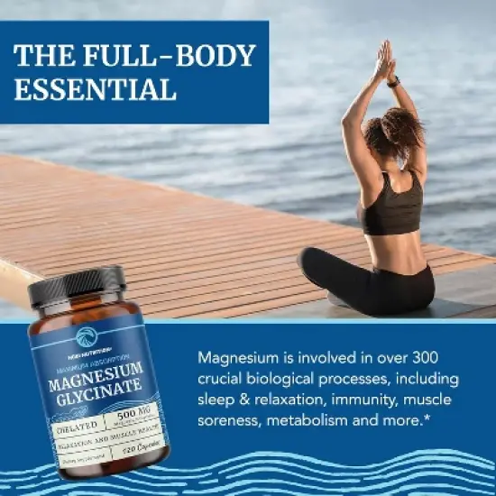 Magnesium Glycinate 500mg Supplement, High Absorption Formula for Sleep, Calm, Muscle Relaxation, Heart, Bone & Nerve Support, Nobi Nutrition image {4}