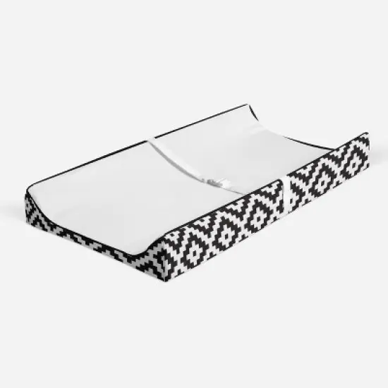 Bacati - Love Black/White Diamond Plush Changing Pad Cover image {1}