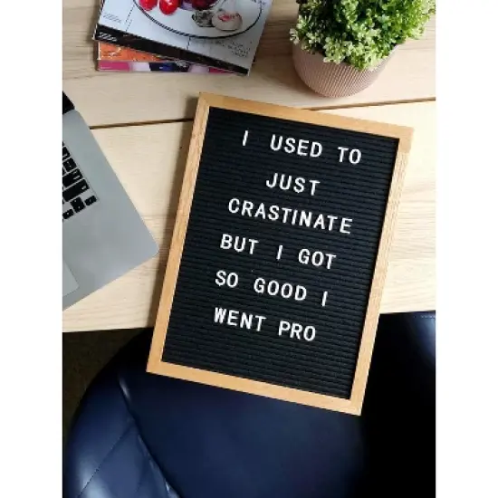 Amped Co - 162X12" Premium Felt Letter Board: 460 Letters, Oversized Emojis, Oak Wood Frame, PreCut Letters in 3 Canvas Bags image {4}