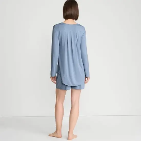 Lands' End Women's Cooling 2 Piece Pajama Set - Long Sleeve Flowy Shirt and Shorts image {1}