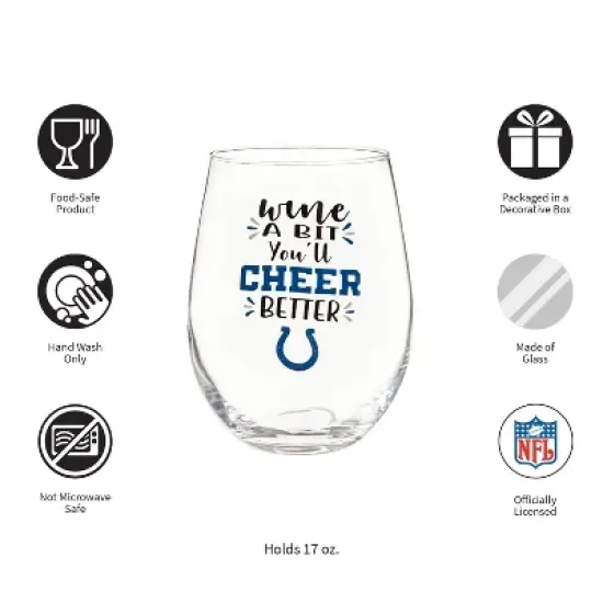 Evergreen Indianapolis Colts, 17oz Boxed Stemless Wine image {2}