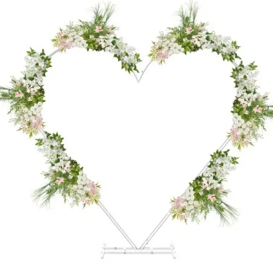 Artloge Large Heavy Duty Heart Shape Wedding Arch White Dual Layers Metal Support Flower Balloon Backdrop Stand Decor for Ceremony, Proposal image {10}