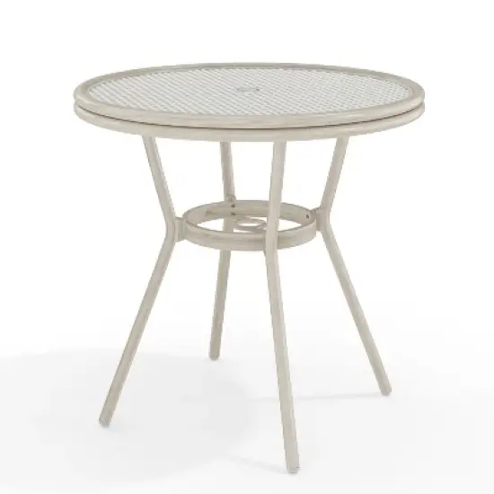 Martha Stewart Lily Pond 31" Round Indoor-Outdoor Bistro Dining Table with Woodgrain Aluminum Finish Frame and Woven Rattan Tabletop image {10}