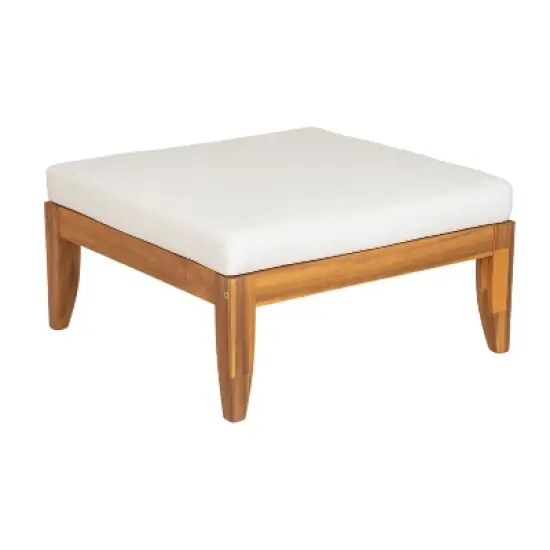 FIONECA 6-Piece Acacia Wood Patio Sofa Set, L-Shaped Modular Sectional with Daybed, Tea Table & Cushions, Teak + Beige image {14}