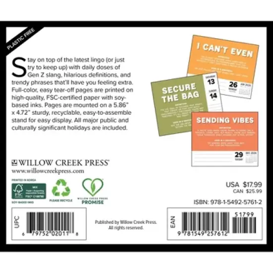 Willow Creek Press 2026 Gen Z Slang Box Calendar image {1}