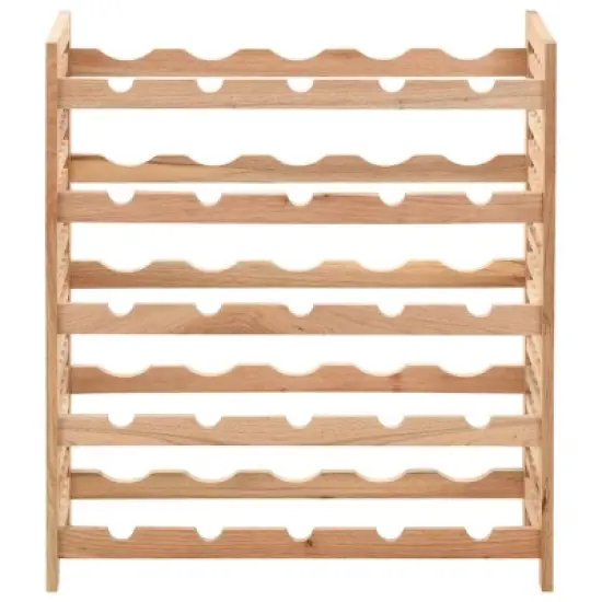 vidaXL Solid Walnut Wood Wine Rack - Freestanding 25-Bottle Holder, 5-Tier Storage, Elegant Shelving for Home Bar/Dining Area image {2}