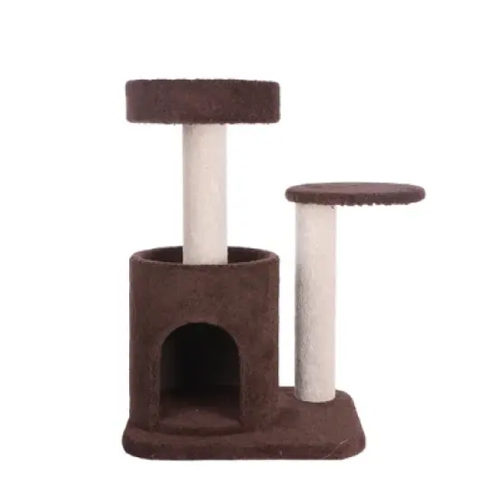 Armarkat F3005 Carpeted Real Wood Cat Tree Condo, Kitten Activity Tree, Brown image {1}
