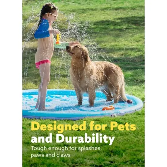 Joyfy 6ft Tropical Leaves Splash Pad for Kids, Non-Slip Outdoor Water Sprinkler Mat, Summer Fun Backyard Fountain Pool Water Games Spray Mat image {1}