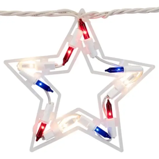 Northlight Patriotic Stars Patio Light Set - 5.25ft - White Wire - 5ct image {4}