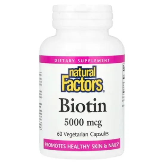 Natural Factors Biotin, 5,000 mcg, 60 Vegetarian Capsules image {3}