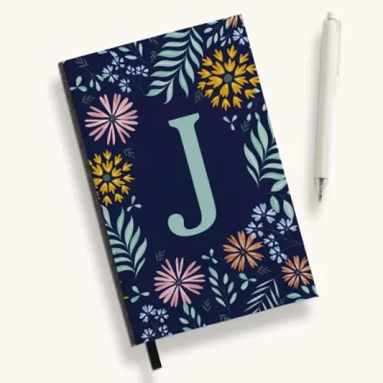 Personalization Mall Flowery Initial Personalized Journal Mint/Navy image {10}