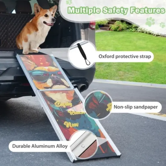 Sandinrayli Retractable Dog Car Ramp, Telescoping Dog Steps for Trucks SUV image {4}