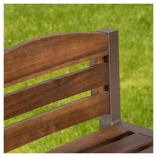 Milos Set of 2 Acacia Barstool - Dark Brown / Rustic Metal - Christopher Knight Home image {3}