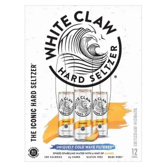 White Claw Mango Hard Seltzer - 12pk/12 fl oz Slim Cans image {4}