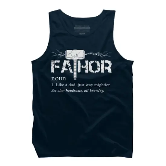 Men's Design By Humans Viking Mightier Hero Fa-Thor Dad By EijhaBuddha Tank Top image {5}