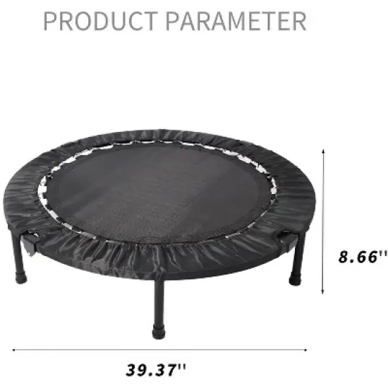 KTMBDW 40 Mini Trampoline Rebounder Trampoline for Adults Max Load 170lbs, Small Trampoline Exercise Trampoline Fitness Indoor/Garden Workout, Black image {10}