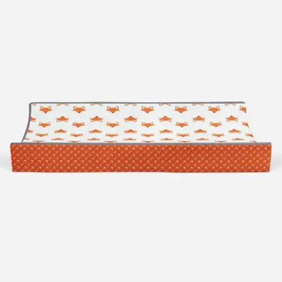 Bacati - Playful Fox Quilted Changing Pad Cover -Orange Arrows in Gussett image {4}
