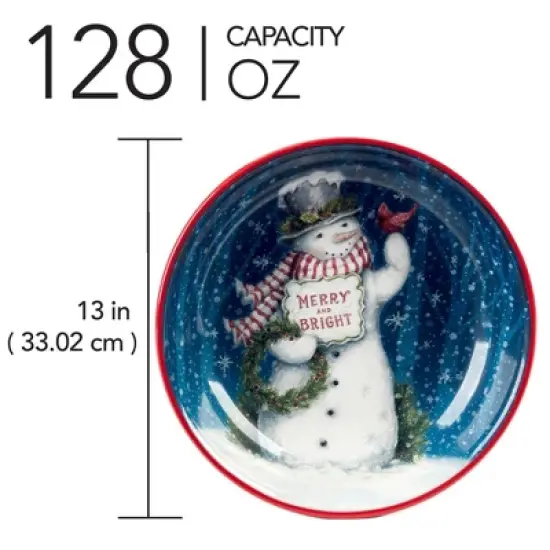 Certified International 128oz Snowman Greetings Serving/Pasta Bowl image {2}