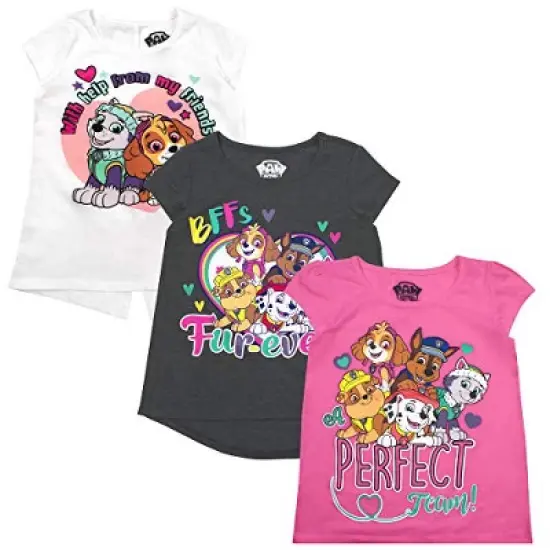 Nickelodeon Girl's 3-Pack Perfect Team Paw Patrol Short Sleeve Graphic Tee Assortment for kids image {4}