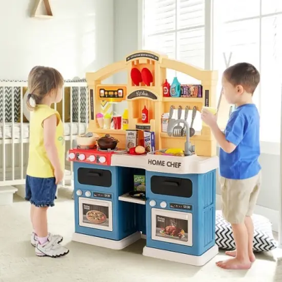 Costway Kids Play Kitchen Set 69PC Kitchen Playset Toys W/ Realistic Lights & Sounds image {3}