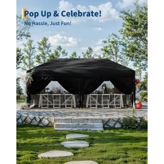 10x20FT Pop Up Canopy Tent, Folding Tent Shelter with 6 Removable Sidewalls, Easy Setup Outdoor Canopy, Height Adjustable Shelter Gazebos image {4}