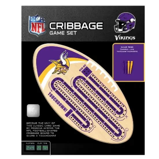 MasterPieces NFL Minnesota Vikings Cribbage Board Game Set for Adults - Officially Licensed image {1}