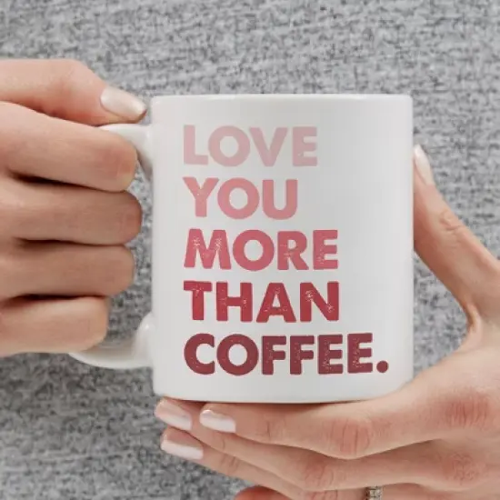 Personalization Mall Love You More Than Coffee Pink Coffee Mug image {1}