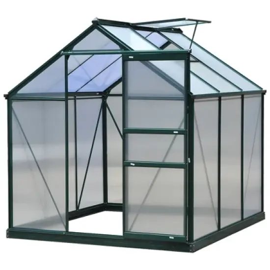 Outsunny Walk-in Plant Greenhouse for Backyard/Outdoor Use with Window and Door, Aluminum Frame, PC Board image {9}