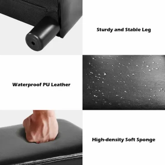 Costway Small Ottoman Footrest PU Leather Footstool Rectangular Seat Stool Black image {6}