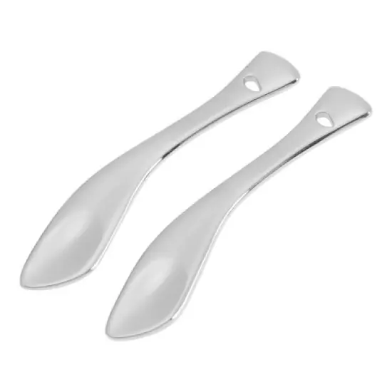 Unique Bargains Hangable Pointed Mouth Mini Makeup Cosmetic Spoon Silver Tone 2 Pcs image {6}
