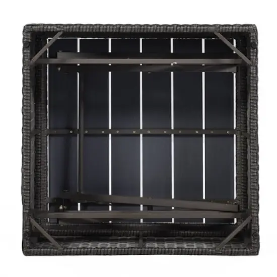 4pc Outdoor Wicker Rectangle Daybed with Canopy & Cushions - Blue - GODEER image {15}