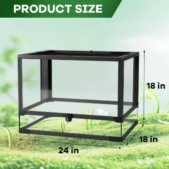 Reptile Glass Terrarium with Top & Side Screen Ventilation Reptile Terrarium, Double Hinge Door & Anti Escape Reptile Tank image {6}