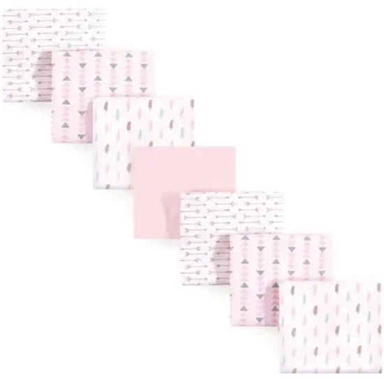 Luvable Friends Baby Girl Cotton Flannel Receiving Blankets, Girl Feathers 7-Pack, One Size image {1}