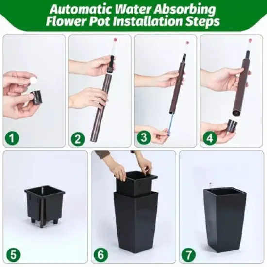 2 Pack Tall Planter with Drainage Holes＆Water Level Monitor＆Inner Bucket image {2}