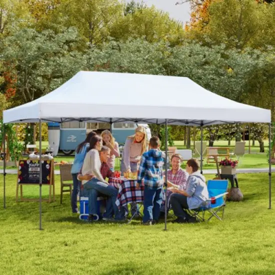 EROMMY 10 Ft. D x 20 Ft. W Steel Pop-Up Canopy image {4}