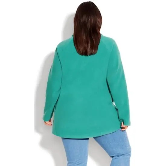 Women's Plus Size Polar Fleece Pocket Tunic - jade | AVENUE image {1}