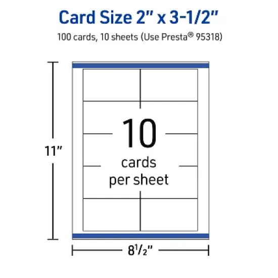 Avery Printable Rectangle Business Cards with Sure Feed Technology, 2" x 3-1/2", Glossy White Cardstock, Laser/Inkjet, 100 Total image {4}