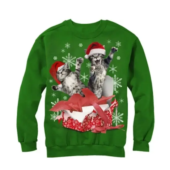 Men's Lost Gods Ugly Christmas Gift Surprise Kitten Sweatshirt image {2}