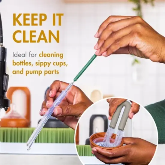 Boon Mod Baby Bottle Cleaning Brush Set with Storage Vase - 4pk image {5}