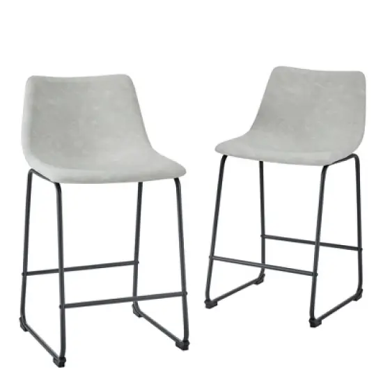 Set of 2 Laslo Modern Upholstered Faux Leather Counter Height Barstools - Saracina Home image {9}