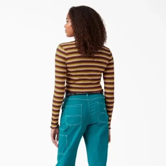 Dickies Women&rsquo;s Long Sleeve Striped Cropped T-Shirt image {1}