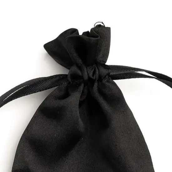 Hibana: Satin Drawstring Jewelry Pouches - 3.25 x 4.25" - 6ct Black image {5}