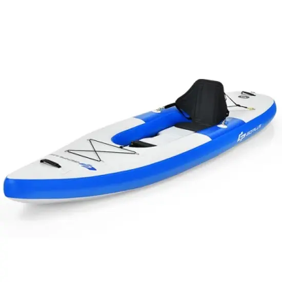 Costway 1 Person Inflatable Kayak Includes Aluminum Paddle with Hand Pump Green\Blue image {9}