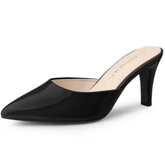 Allegra K Women's Pointed Toe Stiletto Slide Mules Heels image {7}