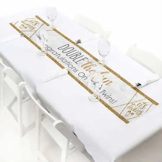 Big Dot of Happiness It's Twins - Gold Twins Baby Shower Decorations Party Banner image {4}