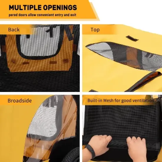 DOMETOUR Foldable Pet Stroller Pet Trailer for Small/Medium Dogs,  Quick Release Wheel, Non-Slip Floor, Internal Leash image {10}