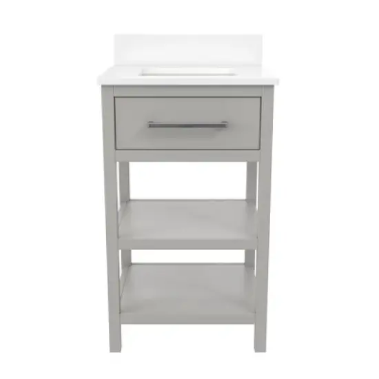 RealRooms Pisa 20 Inch Bathroom Vanity with Carrera Countertop & 2 Storage Shelves image {6}